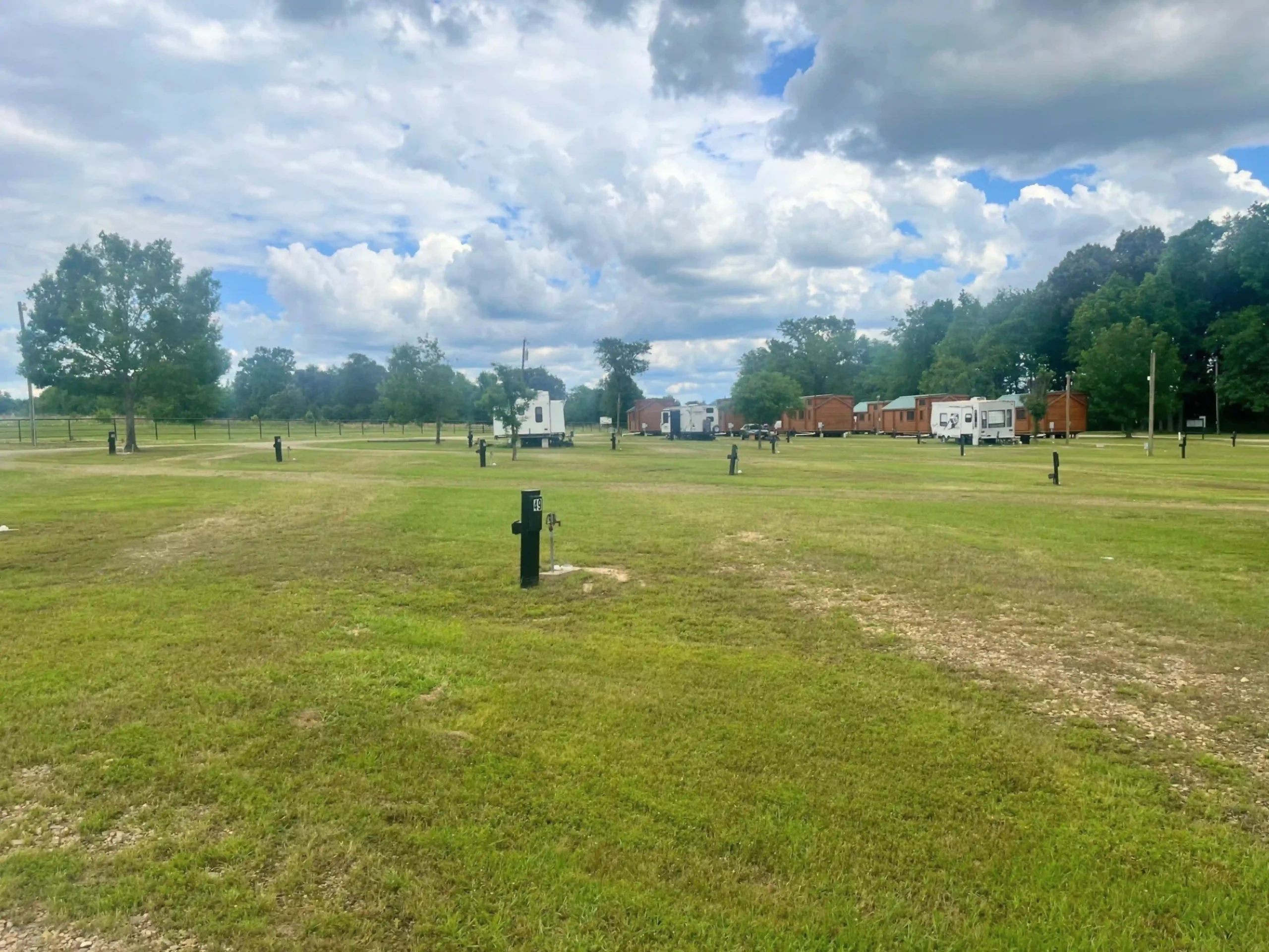 Wide angle of RV sites and trees