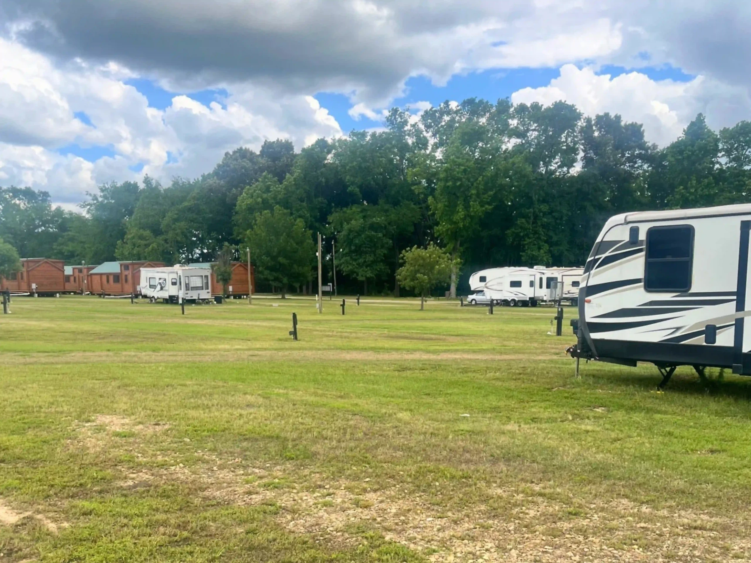 Pull-through RV pad with full hookups